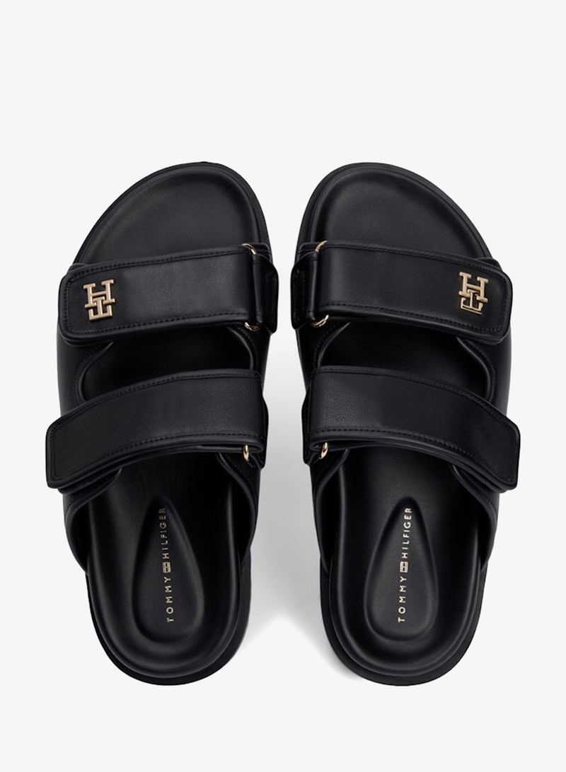 TOMMY HILFIGER Leather TH Monogram Double Strap Sandals - Image 5